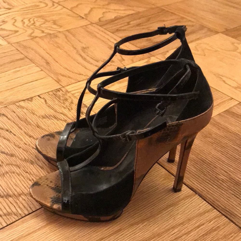 B Brian Atwood Black Strappy Heels